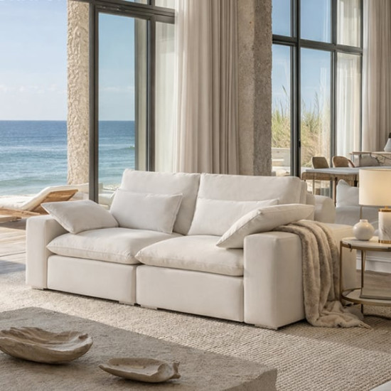 [퍼니챗] 에어 구스 아쿠아덱스 모듈 3인용 갤럭시 패브릭 소파 (아이보리)