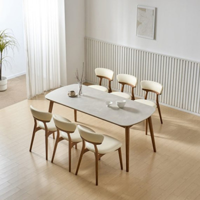마인 6인 포세린 벤치형 식탁 1800 세트 (의자3+벤치1) 식탁렌탈